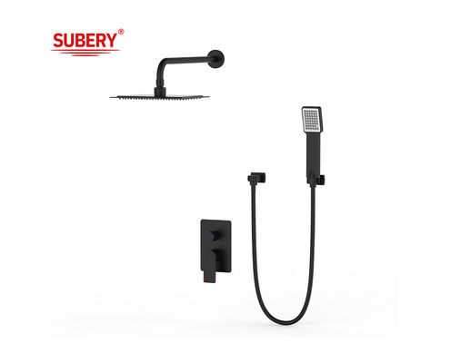 Jednorazowa dźwignia ukryta w ścianie kąpiel lub prysznic Mixer z dywersorem prysznic deszczowy prysznic ręczny kąpiel Mat Black Brass Faucet