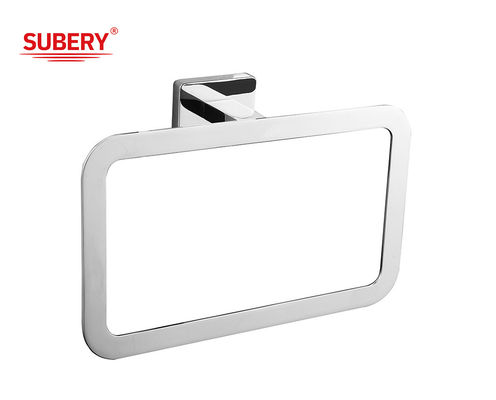 Zink Wall Mounted Chrome Towel Ring Holder Klasyczny wzór prostokąta