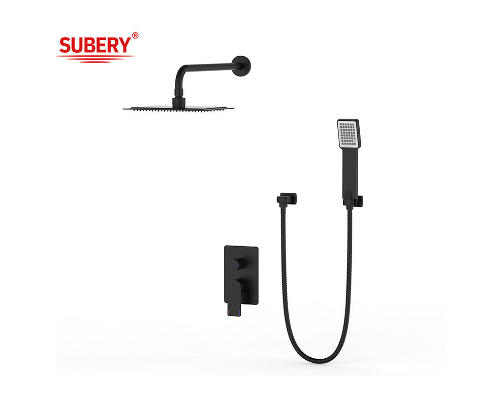Jednorazowa dźwignia ukryta w ścianie kąpiel lub prysznic Mixer z dywersorem prysznic deszczowy prysznic ręczny kąpiel Mat Black Brass Faucet