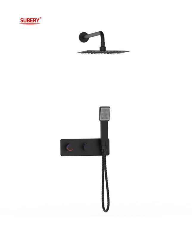 Jednorazowa dźwignia ukryta w ścianie kąpiel lub prysznic Mixer z dywersorem prysznic deszczowy prysznic ręczny kąpiel Mat Black Brass Faucet