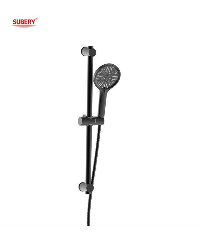 Łazienka Mat Czarny Okrągły Klasyczny Prysznic Prysznic Slide Bar SUS304 3 Funkcja ABS Plastic Handshower Hose